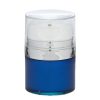 Airless Jar, Clear Cap, Tall White Pump, Shiny Silver Collar, Blue Body, PP Inner Cup, 50 mL