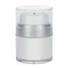 Airless Jar Clear Cap with Tall White Pump Matte Silver Collar PP Inner Cup 30 mL