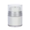Airless Jar, Clear Cap, with Tall White Pump, Matte Silver Collar, PP Inner Cup, 50 mL