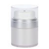 Airless Jar Clear Cap with Tall White Pump Matte Silver Collar Pearl Body 15 mL