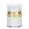 Airless Jar, Clear Cap, with Tall White Pump, Shiny Gold Collar, PP Inner Cup, 15 mL