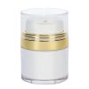 Airless Jar Clear Cap with Tall White Pump Shiny Gold Collar PP Inner Cup 30 mL