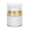 Airless Jar Clear Cap with Tall White Pump Shiny Gold Collar PP Inner Cup 50 mL