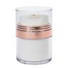 Airless Jar, Clear Cap, with Tall White Pump, Shiny Rose Gold Collar, PP Inner Cup, 30 mL