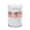Airless Jar, Clear Cap, with Tall White Pump, Shiny Rose Gold Collar, PP Inner Cup, 50 mL