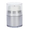 Airless Jar, Clear Cap, with Tall White Pump, Shiny Silver Collar, Platinum Body, 50 mL