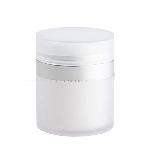 Airless Jar, Frosted Cap, Matte Silver Collar, PP Inner Cup w/Frosted Outer, 50 mL