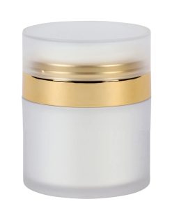 Airless Jar Frosted Cap Shiny Gold Collar PP Inner Cup w/Frosted Outer 30 mL