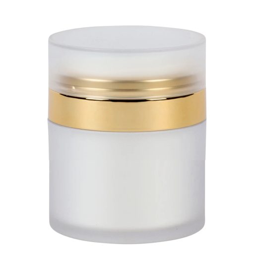 Airless Jar Frosted Cap Shiny Gold Collar PP Inner Cup w/Frosted Outer 30 mL
