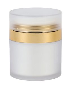 Airless Jar, Frosted Cap, Shiny Gold Collar, PP Inner Cup w/Frosted Outer, 50 mL