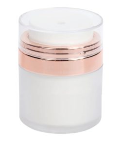 Airless Jar Frosted Cap Shiny Rose Gold Collar PP Inner Cup w/Frosted Outer 50 mL