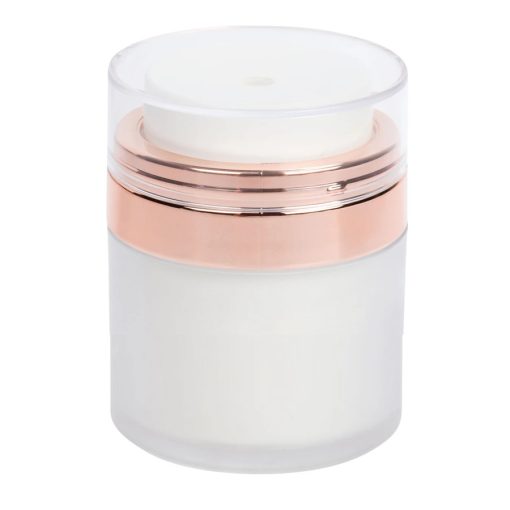 Airless Jar Frosted Cap Shiny Rose Gold Collar PP Inner Cup w/Frosted Outer 50 mL