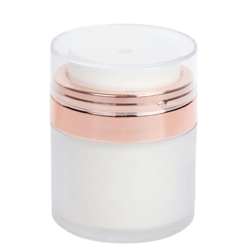 Airless Jar, Frosted Cap, Shiny Rose Gold Collar, PP Inner Cup w/Frosted Outer, 30 mL