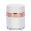 Airless Jar, White Cap, Shiny Rose Gold Collar, PP Inner Cup, 15 mL