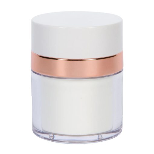 Airless Jar White Cap Shiny Rose Gold Collar PP Inner Cup 30 mL