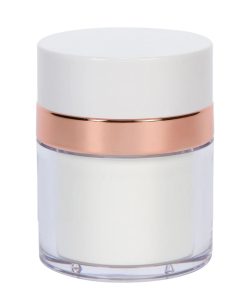 Airless Jar, White Cap, Shiny Rose Gold Collar, PP Inner Cup, 50 mL
