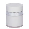 Airless Jar, White Cap, Shiny Silver Collar, Opaque White Body, 30 mL
