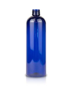 16 oz Cobalt Blue PET Bullet Round Bottle 24-410 Neck Finish
