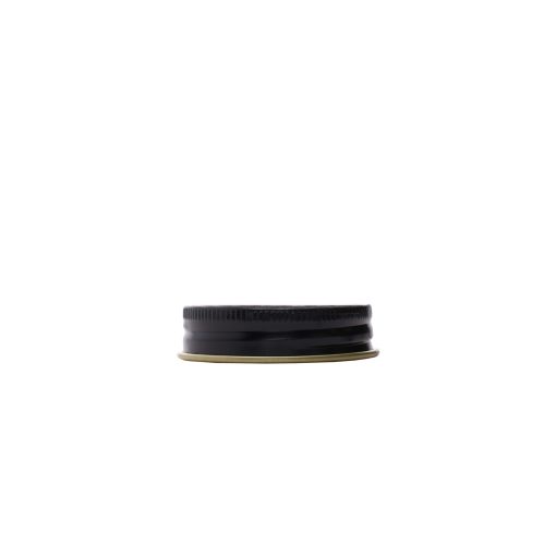 70-400 Glossy Black and Gold Metal Cap with Plastisol Liner