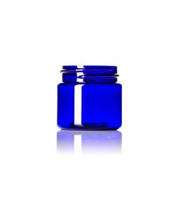 1 oz cobalt blue PET plastic single wall jar with 38-400 neck finish