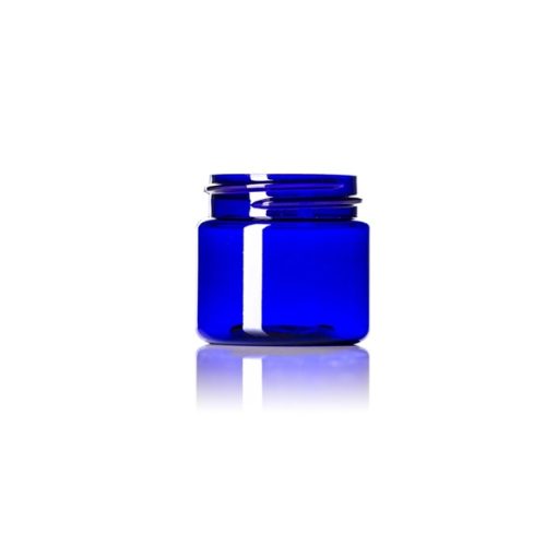 1 oz cobalt blue PET plastic single wall jar with 38-400 neck finish