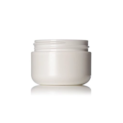 1 oz white PP/PS plastic double wall round base jar with 53-400 neck finish