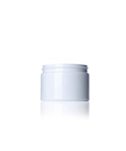 12 oz white PET plastic single wall jar with 89-400 neck finish