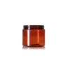 16 oz amber PET plastic single wall jar with 89-400 neck finish