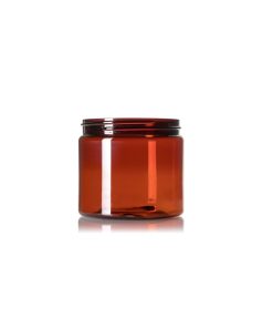 16 oz amber PET plastic single wall jar with 89-400 neck finish