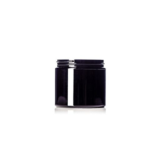 16 oz black PET plastic single wall jar with 89-400 neck finish