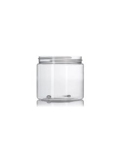 16 oz clear PET plastic single wall jar with 89-400 neck finish