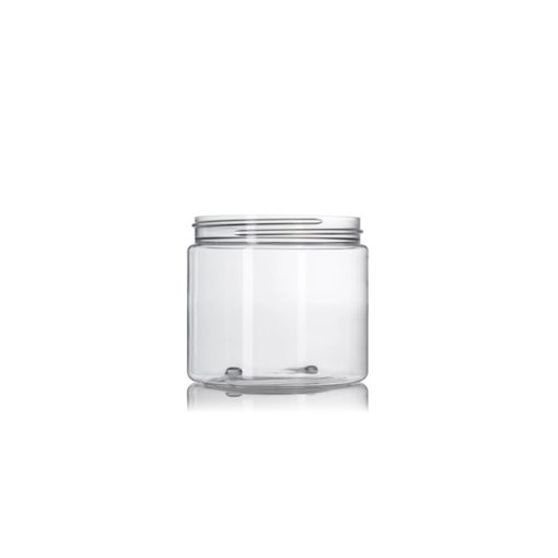 16 oz clear PET plastic single wall jar with 89-400 neck finish