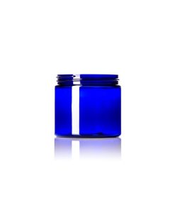 16 oz cobalt blue PET plastic single wall jar with 89-400 neck finish