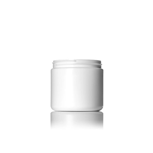 16 oz white HDPE plastic single wall jar with 89-400 neck finish
