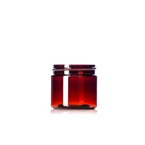 2 oz amber PET plastic single wall UV protection jar with 48-400 neck finish