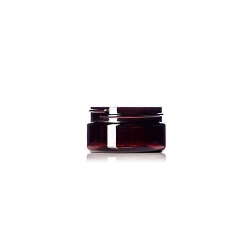 2 oz amber PET plastic single wall jar with 58-400 neck finish