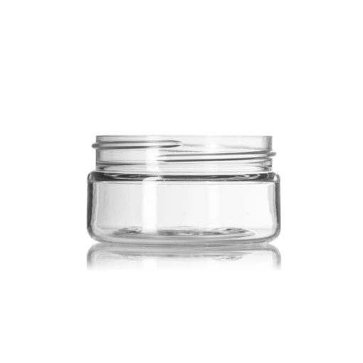 2 oz clear PET plastic single wall jar with 58-400 neck finish