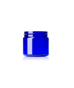2 oz cobalt blue PET plastic single wall jar with 48-400 neck finish