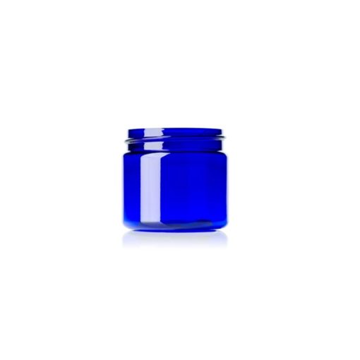 2 oz cobalt blue PET plastic single wall jar with 48-400 neck finish