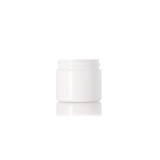 2 oz white PET plastic single wall jar with 48-400 neck finish