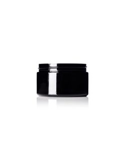 4 oz black PET plastic single wall jar with 70-400 neck finish