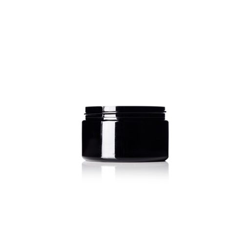 4 oz black PET plastic single wall jar with 70-400 neck finish
