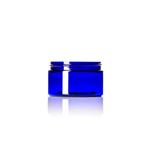 4 oz cobalt blue PET plastic single wall jar with 70-400 neck finish