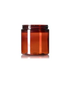 8 oz amber PET plastic single wall jar with 70-400 neck finish