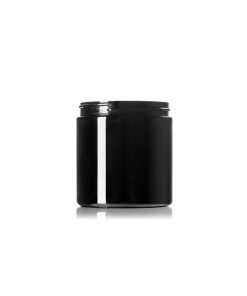 8 oz black PET plastic single wall jar with 70-400 neck finish