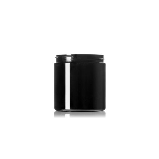 8 oz black PET plastic single wall jar with 70-400 neck finish