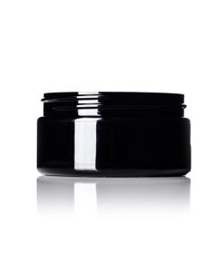 8 oz black PET plastic single wall jar with 89-400 neck finish