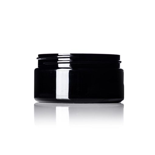 8 oz black PET plastic single wall jar with 89-400 neck finish