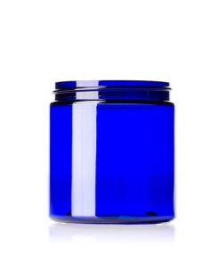 8 oz cobalt blue PET plastic single wall jar with 70-400 neck finish