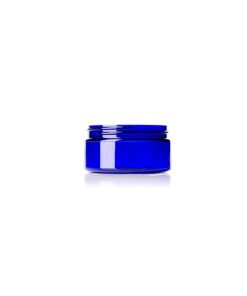 PET plastic single wall jar 8 oz cobalt blue with 89-400 neck finish